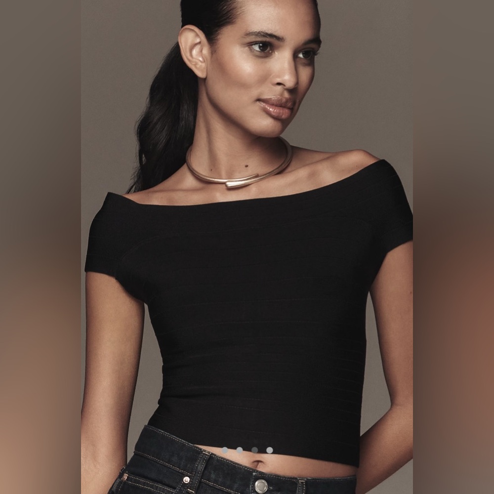 Anthropologie NWT Off-The-Shoulder Cropped Bandage Sweater